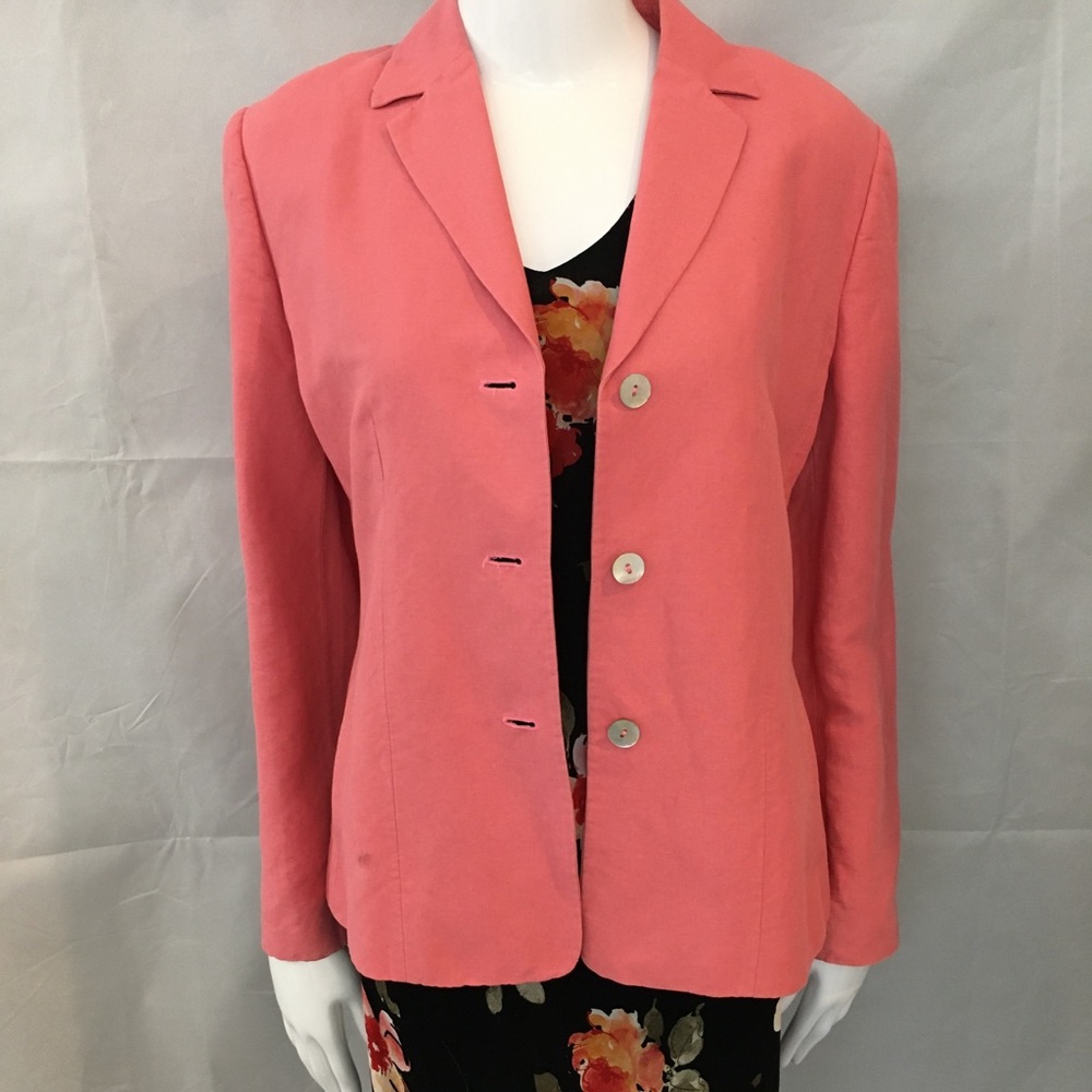 Casual Corner Linen Blend Blazer Jacket Coral Women's Size 6
